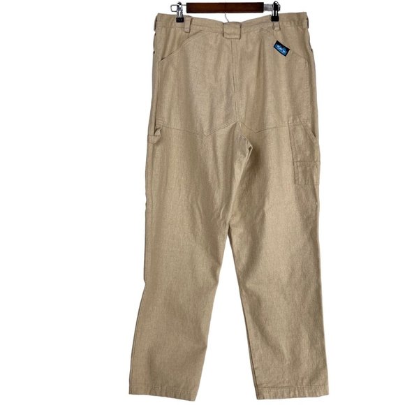 Kavu Roughneck Oatmeal Tan Thick Canvas Cargo Mens Straight Leg Pants 38 FLAW - Picture 2 of 13